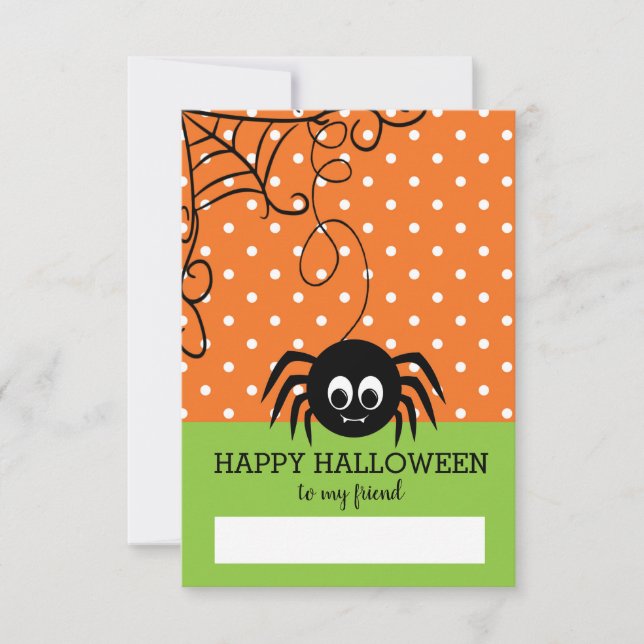 Carte Joli Spider Halloween ami camarade de classe (Devant)