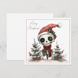 Carte Joli squelette de Noël Déplaisant dans un chapeau 