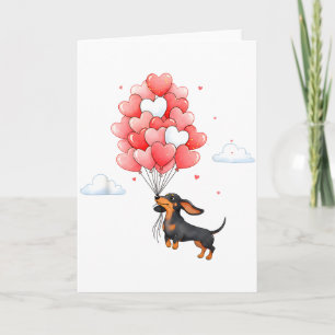 Carte Joli Teckel Saint-Valentin Cœur Ballon Amoureux de
