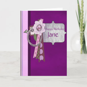Carte Joli Violet, Pois & Argent Cadre Anniversaire