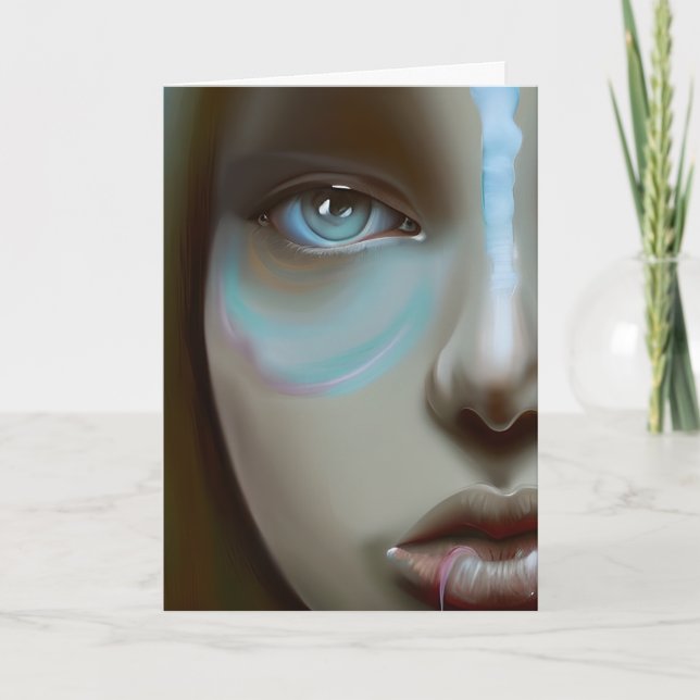 Carte Joli visage féminin | Art généré par IA (Devant)