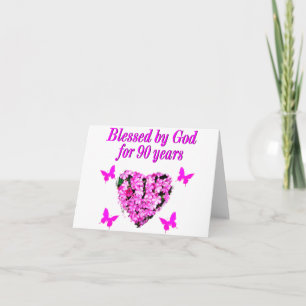 CARTE JOLIE 90E ANNIVERSAIRE FLORALE
