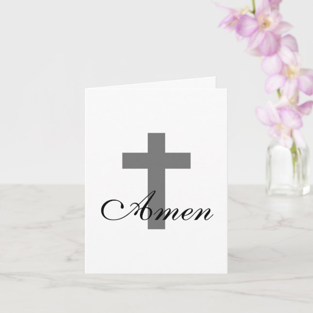 Carte jolie AMEN avec CROSS | (Orchidée)