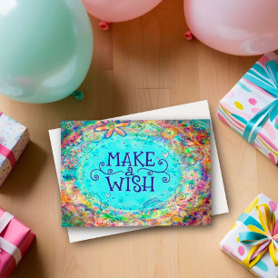 Carte Jolie Aqua Rendre un voeu heureux anniversaire fil