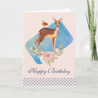 Jolie Aquarelle Brown Cerf Anniversaire rustique