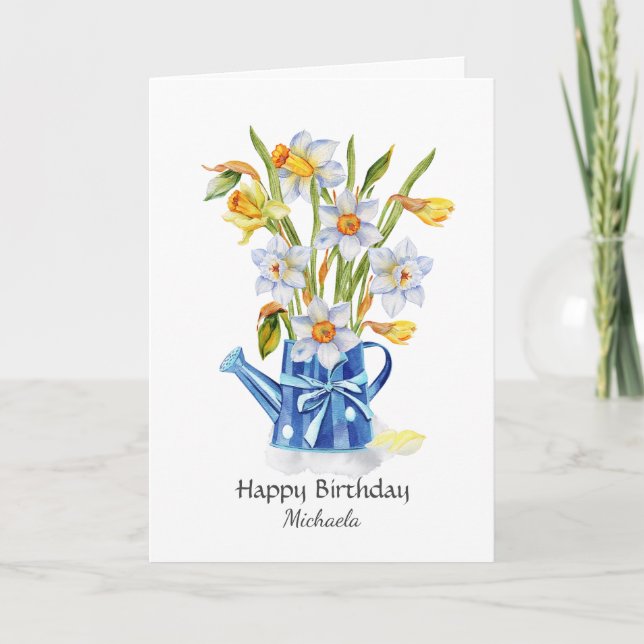 Carte Jolie aquarelle Daffodiles en Jug Personnalisé (Devant)