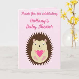 Carte Jolie Baby Hedgehog Fille Rose Baby Shower