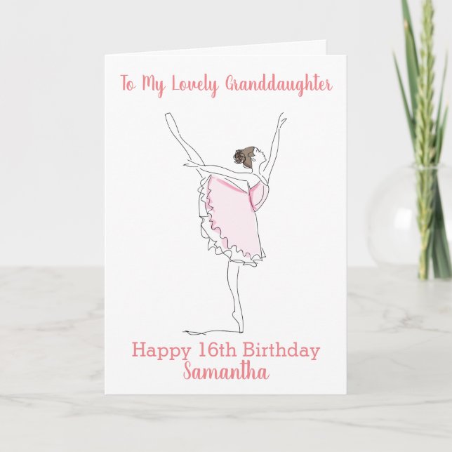 Carte Jolie Ballerina Grandgirl Joyeux 16e anniversaire (Devant)
