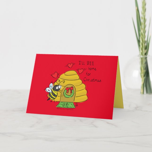 Carte Jolie Bee Christmas Drôle Cartoon de vacances (Devant)