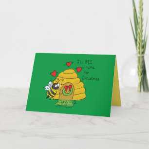 Carte Jolie Bee Christmas Drôle Cartoon de vacances