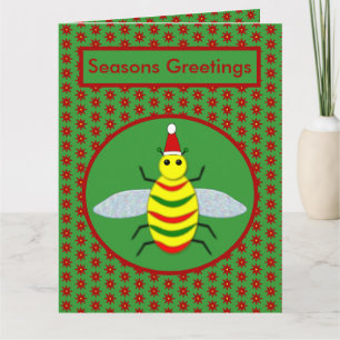 Carte Jolie Bee de Noël et Poinsettia Fleurs Personnalis