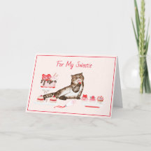 Jolie chatte de la Saint-Valentin avec pâtisseries