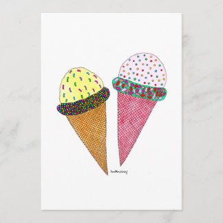 Carte Jolie crème glacée d'anniversaire colorée