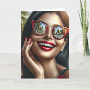 Carte Jolie Dame Souriante Vierge