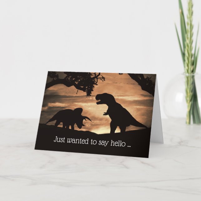 Carte Jolie Dinosaur Vieux Amitié Bonjour (Devant)
