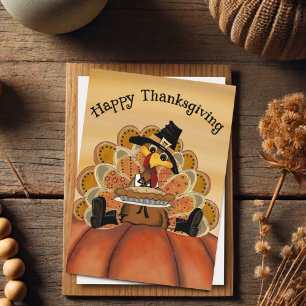Carte Jolie drôle Joyeux Thanksgiving tarte dinde