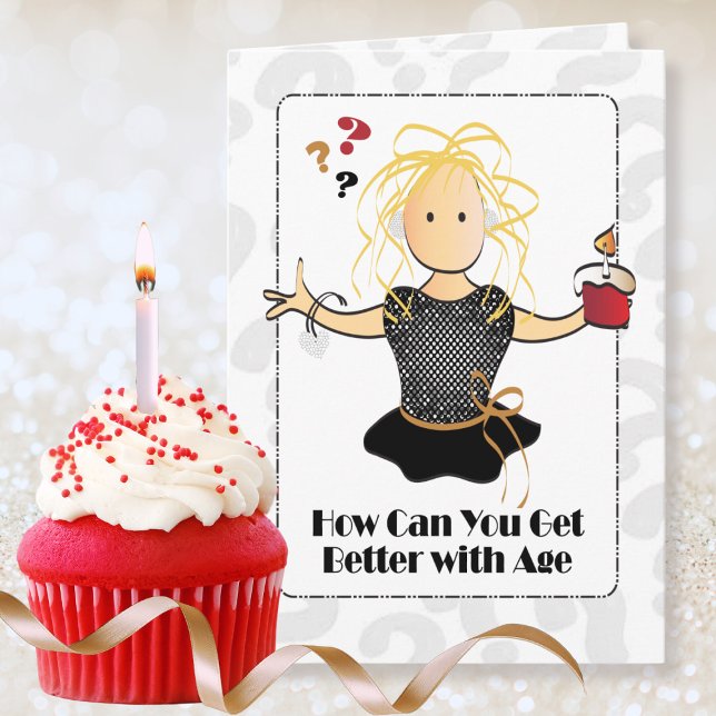 Carte Jolie Femme Cartoon Sweet Classy Joyeux anniversai (Créateur téléchargé)