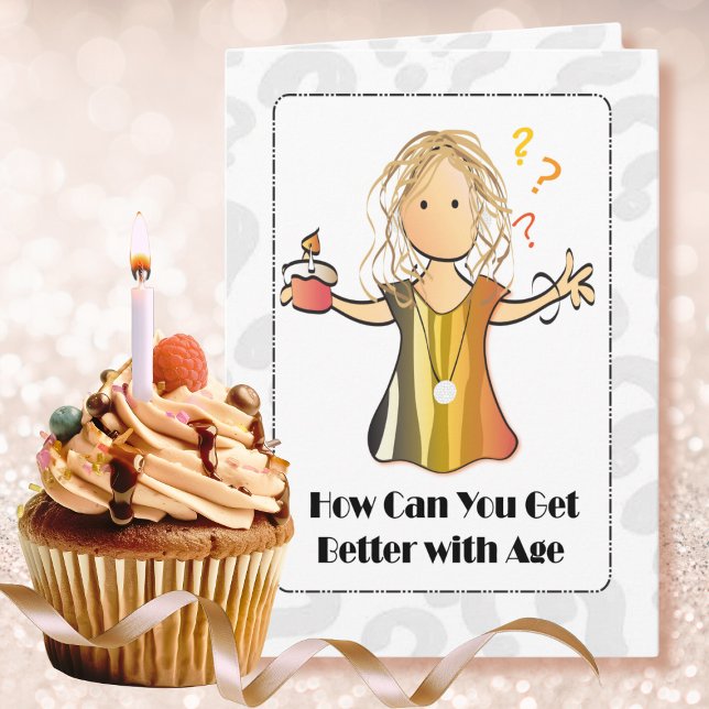 Carte Jolie Femme Cartoon Sweet Dire Anniversaire Modern (Créateur téléchargé)