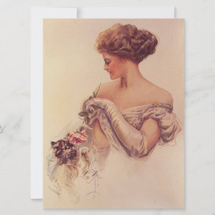 Carte Jolie femme tenant un chaton