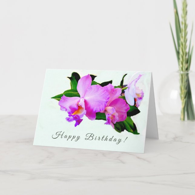 Carte Jolie fête d'anniversaire orchidée (Devant)