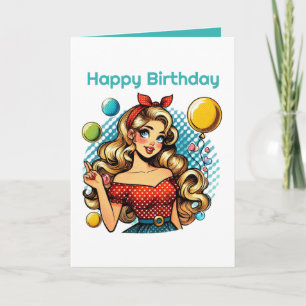 Carte Jolie fête d'anniversaire rétro