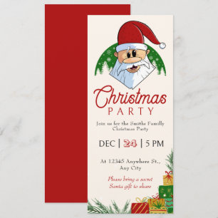 Carte Jolie fête de Noël Père Noël Festive Élégant flora