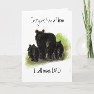 Carte Jolie Fête des Pères, Papa mon Héros, Famille d'Ou