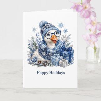 Carte Jolie Fête d'Hiver Noël Hanukkah Oie