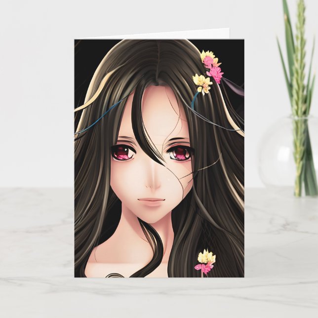 Carte Jolie fille Anime Joyeux anniversaire (Devant)