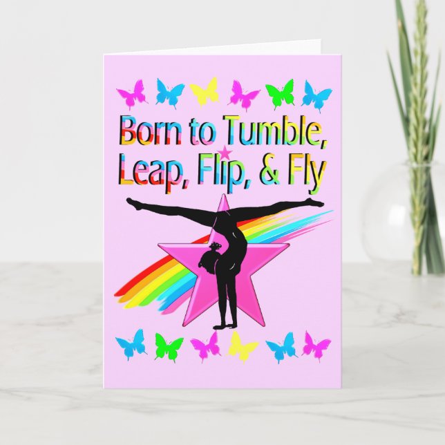 CARTE JOLIE FILLE DE GYMNAST TUMBLING (Devant)