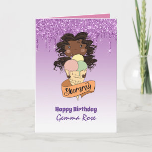 Carte Jolie fille noire Anniversaire - Beaucoup de thème