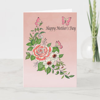 Carte Jolie fleur aquarelle Joyeuse fête des mères 