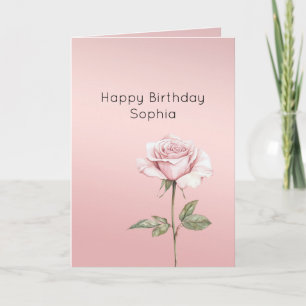 Carte Jolie Fleur De Rose Rose Foncé Anniversaire