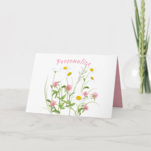 Carte Jolie Fleurs sauvages Daisy Carnation rose
