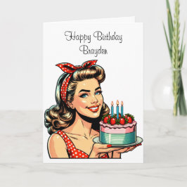 Carte Jolie Flirty Pinup Girl Anniversaire pour lui