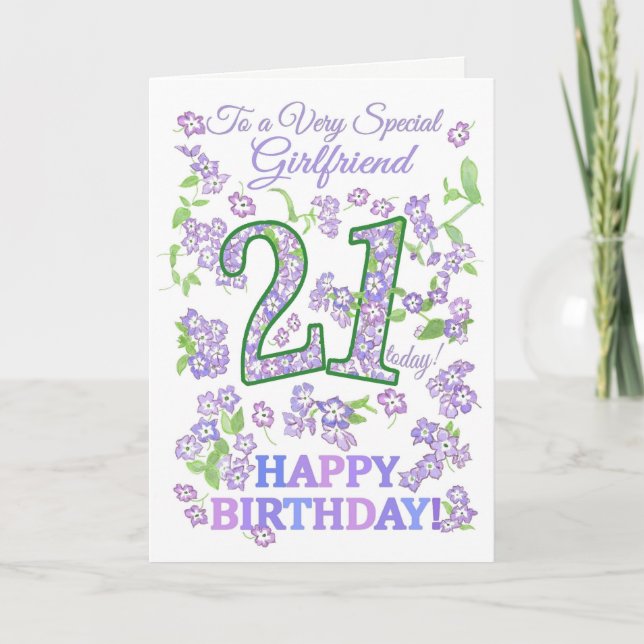 Carte Jolie Floral 21e anniversaire Special Girlfriend (Devant)
