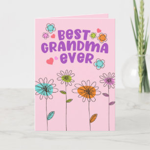 Carte Jolie Floral Meilleure Fête des mères de grand-mèr