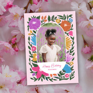 Carte Jolie florale colorée Arch Photo Girls Anniversair