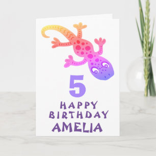 Carte Jolie Gecko Gecko Lizard Girls Joyeux Anniversaire