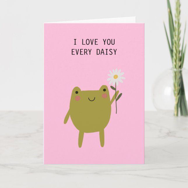 Carte Jolie Grenouille Je T'Aime Chaque Marguerite Amour (Devant)