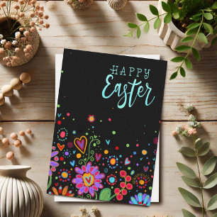 Carte Jolie Inspirivité Florale Joyeuses Pâques Coloré
