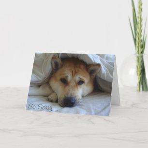 Carte Jolie japaneses akita sous les couvertures de lit 
