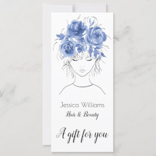 Carte Jolie jolie fille à l'aquarelle bleue rose-Floral