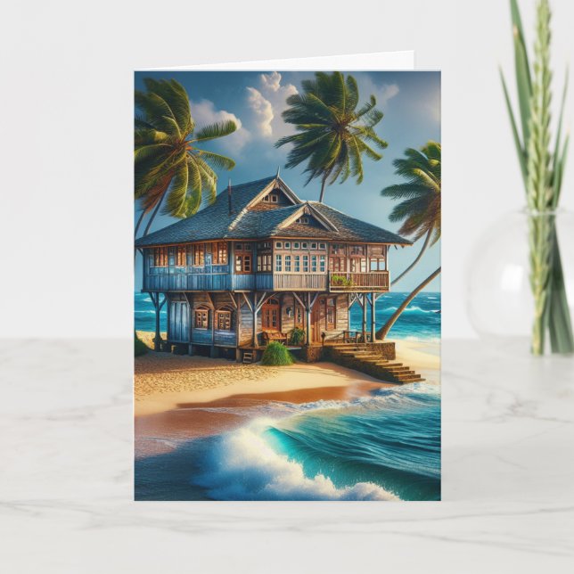 Carte Jolie maison de plage de Cabine en rondins Joyeux  (Devant)