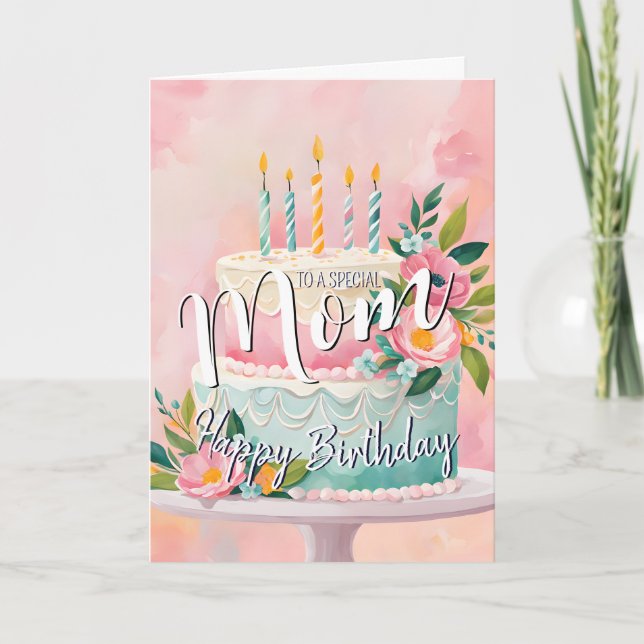 Carte Jolie maman heureux gâteau d'anniversaire de la ca (Devant)