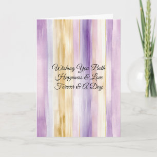 Carte Jolie Mariage Rayures Crème Or Lavande Violet