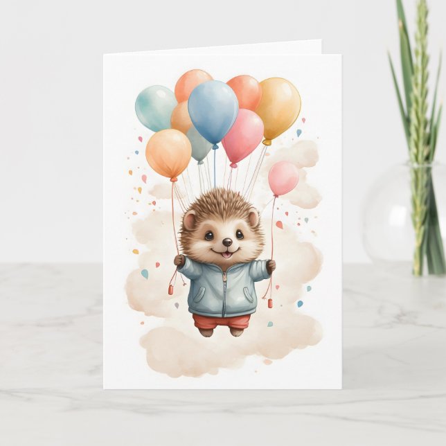 Carte Jolie marmotte à l'aquarelle flottant dans l'air C (Devant)
