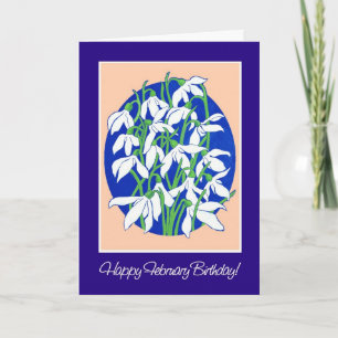 Carte Jolie neige tombe sur le bleu pour un anniversaire
