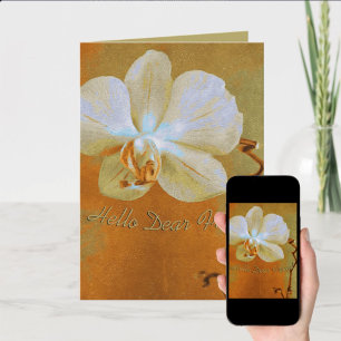 Carte Jolie orchidée aux teintes orange Art personnalisé