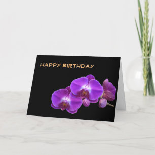 Carte Jolie orchidée violette fleurs joyeux anniversaire